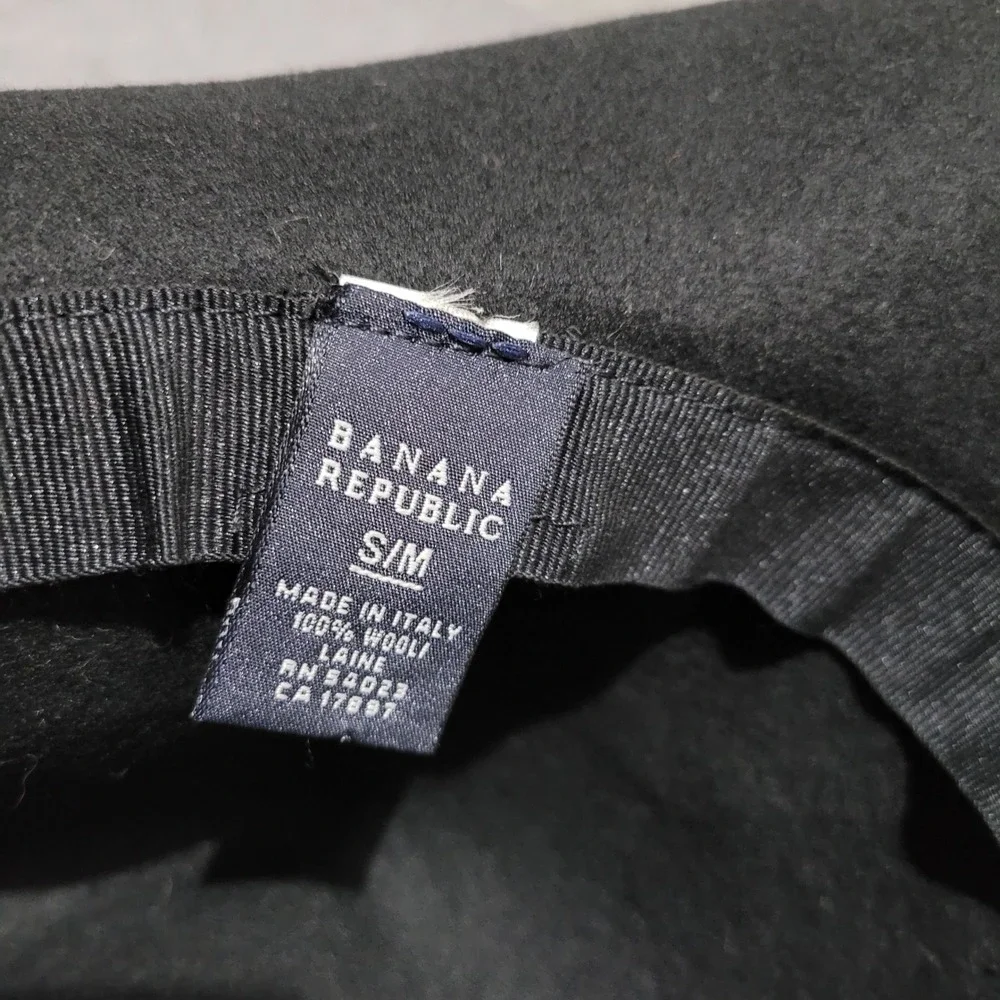 Vintage Y2K Banana Republic 100% wool black hat felted bow‎ detail goth chic